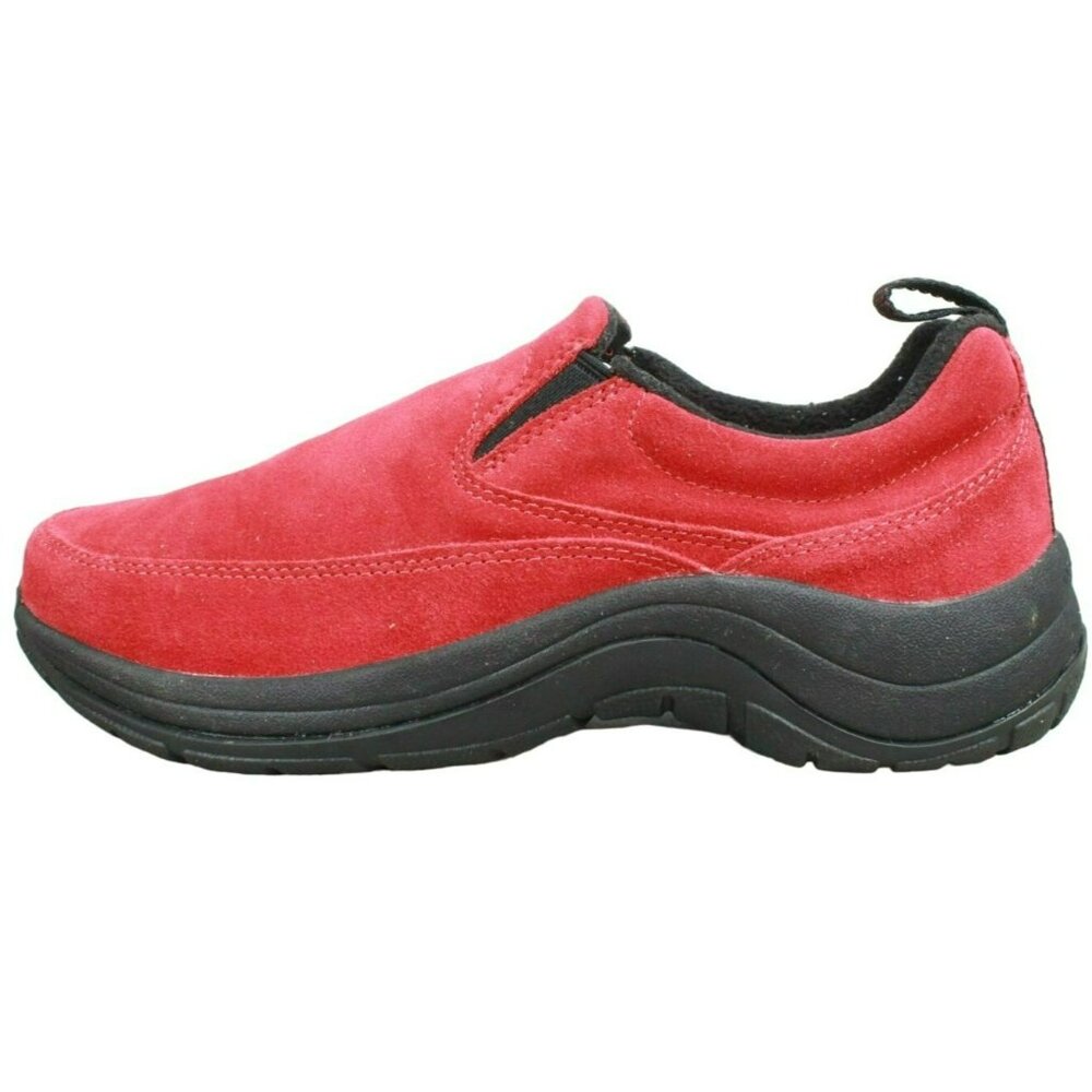 LL Bean Red Suede Slip On Comfort Casual Moccasin Loafer Shoes Size 9.5 M